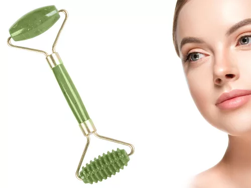 Rola masaj facial, piatra de jad, verde