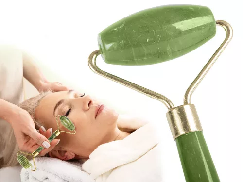 Rola masaj facial, piatra de jad, verde