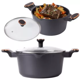   VG 07157 indukciós tapadásmentes lábos fedővel, 5l, fekete