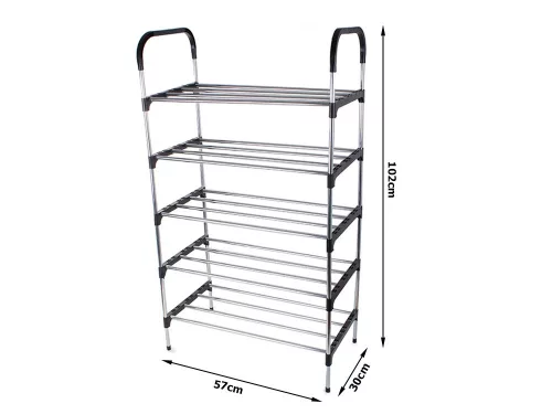 VG-01840 - 5 szintes cipőpolc állvány, 65x58x27cm, fehér-fekete