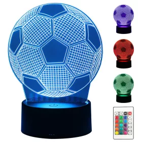   VG 12296 távirányítós 3D focilabda LED lámpa, fekete/RGB