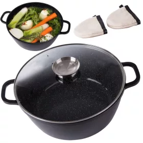   VG 07196 indukciós tapadásmentes lábos fedővel, 13l, fekete