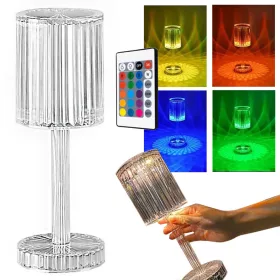   VG 12305 távirányítós asztali lámpa, LED kristály, RGB, USB, fehér/többszínű