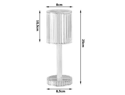 VG 12305 távirányítós asztali lámpa, LED kristály, RGB, USB, fehér/többszínű