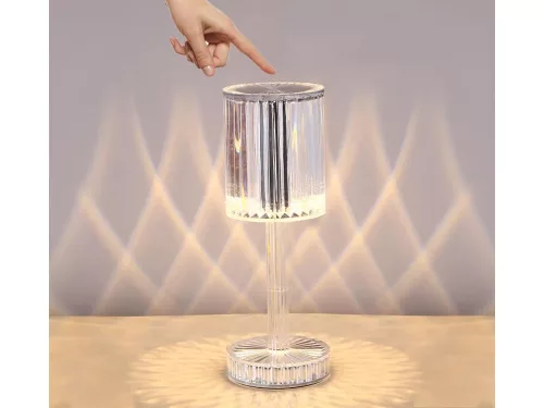 VG 12305 távirányítós asztali lámpa, LED kristály, RGB, USB, fehér/többszínű