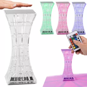   VG 12307 távirányítós asztali lámpa, LED kristály, RGB, USB, fehér/többszínű
