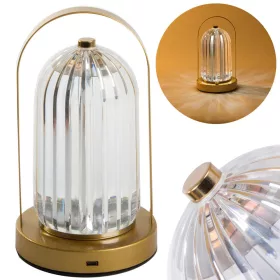   VG 12310 asztali lámpa, LED kristály, RGB, USB, arany/többszínű