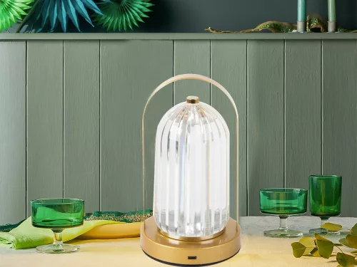 VG 12310 asztali lámpa, LED kristály, RGB, USB, arany/többszínű