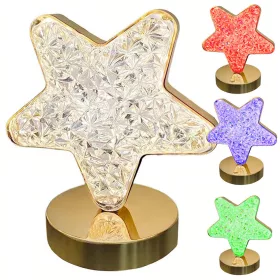   VG 12311 csillag asztali lámpa, LED kristály, RGB, USB, arany/többszínű