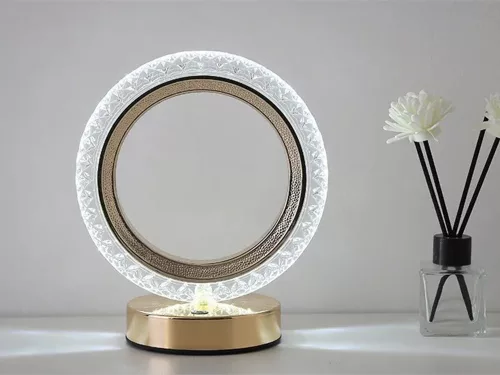 VG 12313 gyűrű asztali lámpa, LED kristály, RGB, USB, rózsaarany/többszínű