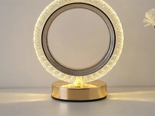 VG 12313 gyűrű asztali lámpa, LED kristály, RGB, USB, rózsaarany/többszínű