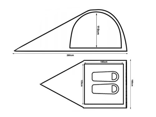 VG 14518 - két személyes turistasátor, fekete/zöld