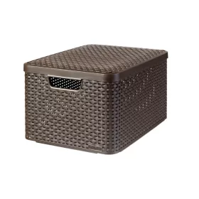 Kosár fedővel Curver Rattan Style L sötétbarna