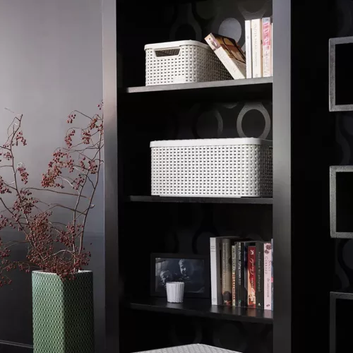 Curver Rattan Style M világos szürke kosár fedéllel