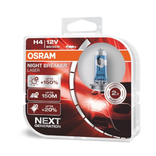 O-64193NL-HCB Osram H4 halogén izzók 12V 60/55W P43t Night Breaker Laser +150% / 2 darab