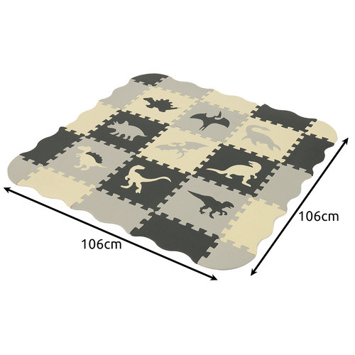 Kruzzel Oktatási Habpuzzle Dinoszaurusz Mintával - Szürke és Sárga Színekben