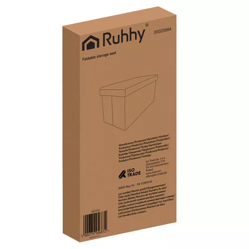 Szürke bársony puff 60x30x30 cm Ruhhy 25994