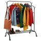 Dupla ruhafogas állvány, cipőtartó, vas, 150x110x57 cm, fekete