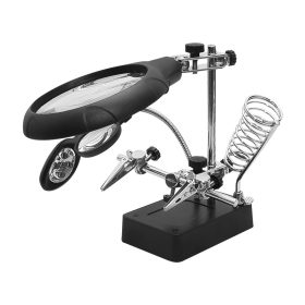   2291# Harmadik kéz forrasztáshoz 2 nagyítóval és egy lámpával