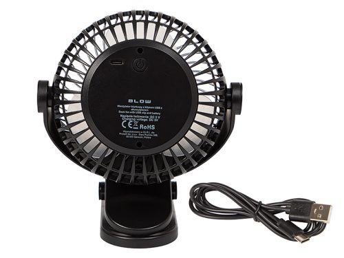 44-505# Asztali ventilátor csipesszel 15cm USB+elemmel fekete