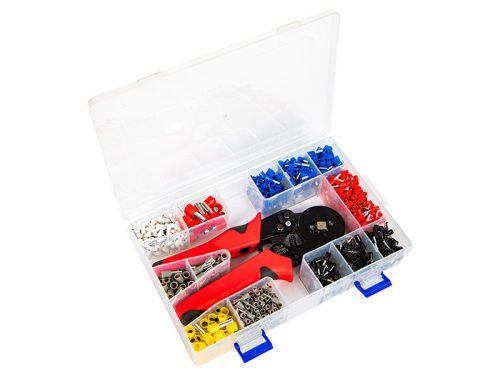 19-101# Krimpelő szerszám yac-8 hüvelyes csatlakozókhoz + 1200 csatlakozóból álló készlet