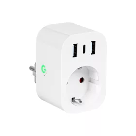   72-077# Tuya intelligens Wi-Fi-vel vezérelt aljzat 2x USB+USB-C
