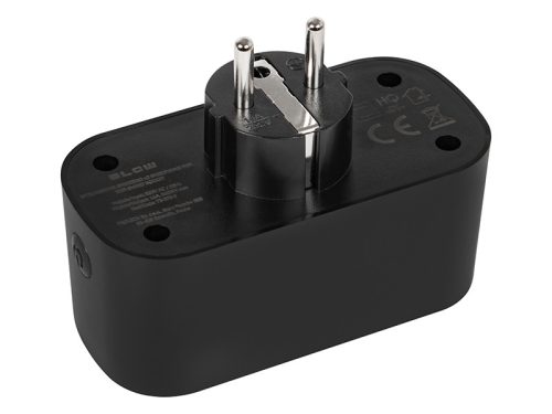 72-078# Tuya intelligens dupla konnektor, Wi-Fi-vel vezérelhető, fekete