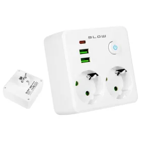 98-611# Elosztó r-20 pr 2 aljzat + 2 USB + USB-C fehér