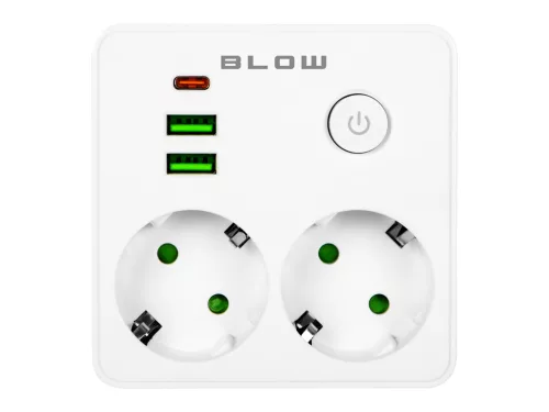 98-611# Elosztó r-20 pr 2 aljzat + 2 USB + USB-C fehér