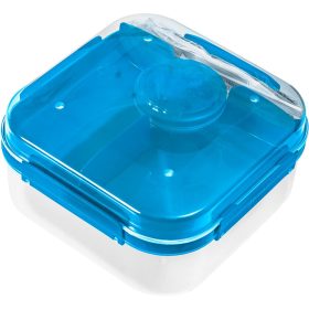   Reggelis ételhordó, BranQ, műanyag, 1,6 l, 19 x 19 x 8 cm, kék/átlátszó