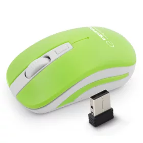   EM126WG 2,4 GHz-es 4D vezeték nélküli egér, optikai USB Uranus zöld-fehér