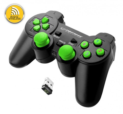 EGG108G Gamepad vezeték nélküli PC / PS3 USB Gladiator fekete / zöld