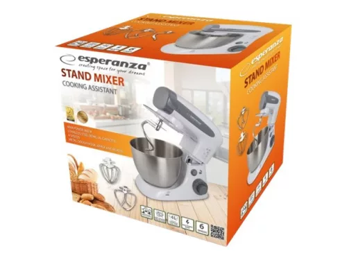 Esperanza EKM024 Robotgép, konyhai, 800 W, 6 sebességes, elliptikus mozgás, 4 l-es rozsdamentes acél tál, fehér / ezüst