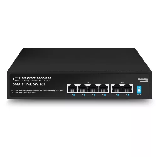 ENS105 Esperanza switch 6 portos poe 10/100 60W spinner