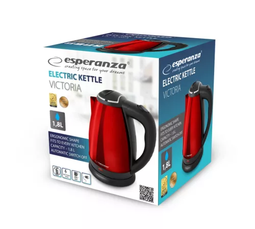 EKK113R Esperanza elektromos vízforraló Victoria 1,8 l piros