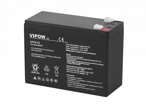 Vipow Ólomgél akkumulátor, 12 V, 10 Ah
