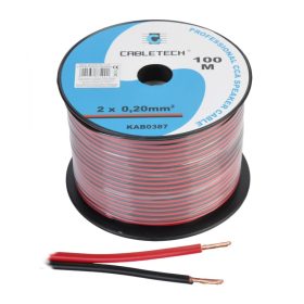   KAB0387 CCA hangszóró kábel 0.20mm fekete/piros (100m tekercs)