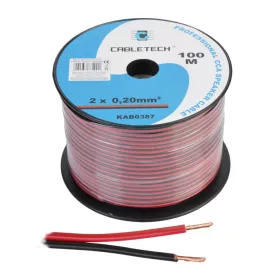   KAB0387 CCA hangszóró kábel 0.20mm fekete/piros (100m tekercs)
