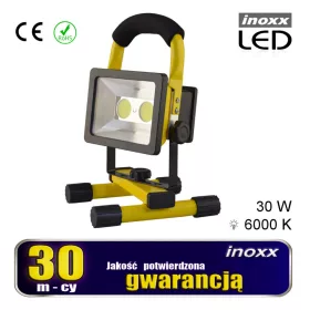 Hordozható led spotlámpa 30w 6000k akkumulátor / 230v