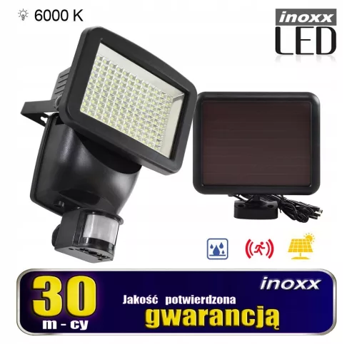 Napelemes lámpa LED reflektor 120 SMD dióda mozgás- és szürkület érzékelővel