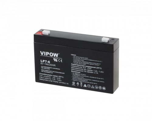 Vipow ólomgél akkumulátor, 6 V, 7 Ah
