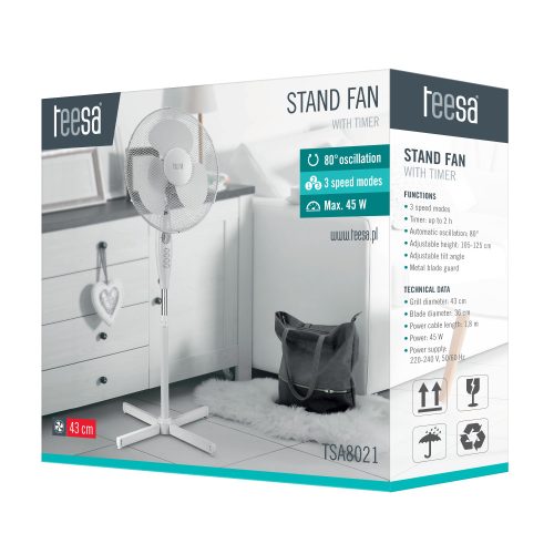 TEESA állóventilátor időzítővel
