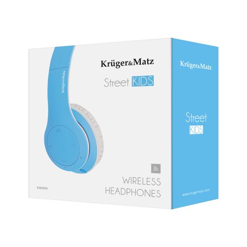 Vezeték nélküli, fülre helyezhető fejhallgató gyerekeknek Kruger & Matz, Street Kids modell, kék színű