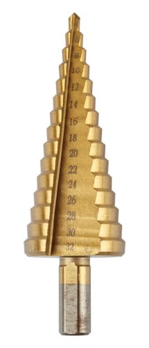 Lépcsős fúrók: 4-12, 4-20, 4-32 mm, TiN, 3 darabos készlet