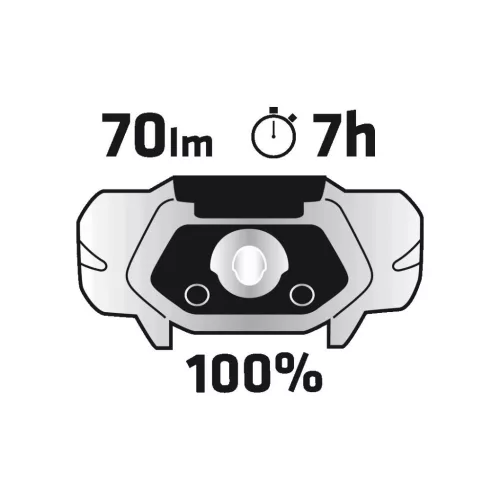 70 lumenes fejlámpa, fehér + piros, 1 x AA elem