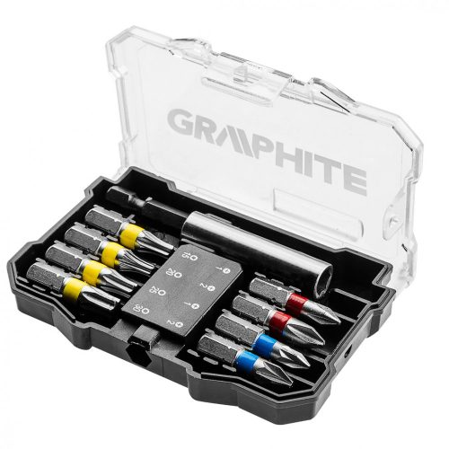 Graphite csavarhúzó bitkészlet, 10db., bitek 25mm - 8db, mágneses bittartós 1db., driver (pcking) - 1db