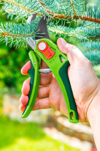 Üllős kerti metszőolló, állítható távolsággal, vágási átmérő 12 mm
