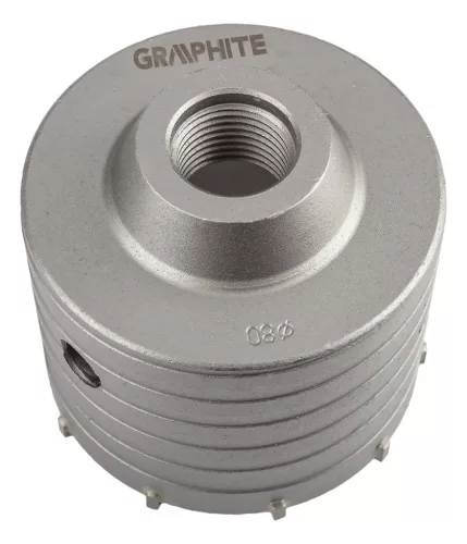 80 mm-es keményfém lyukfűrész SDS+ adapterrel és előfúróval