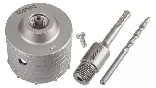 85 mm-es keményfém lyukfűrész SDS+ adapterrel és előfúróval