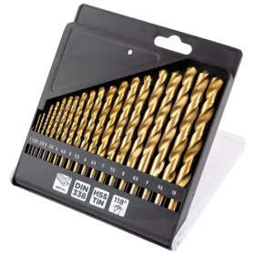 HSS TiN fémfúrófejek, 1 - 10 mm, 19 darabos készlet